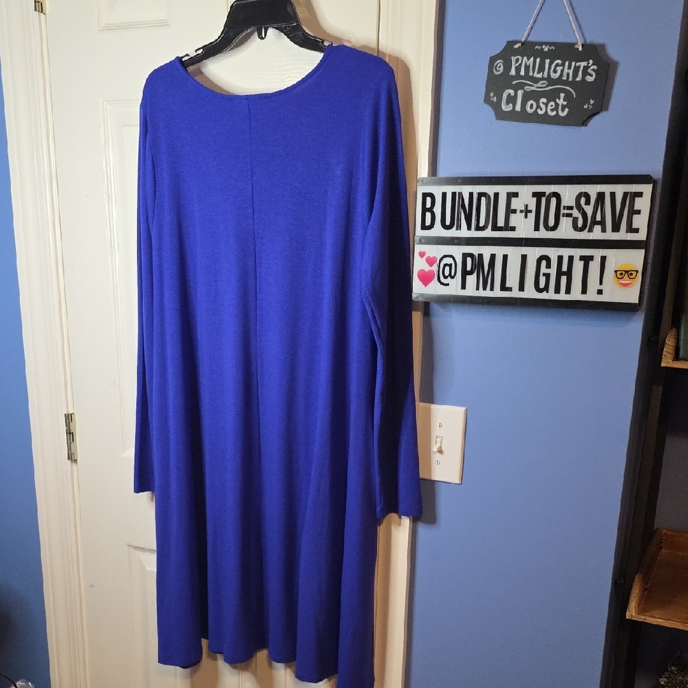 Zenana XL Royal Blue Long Sleeve Dress - Picture 3 of 4
